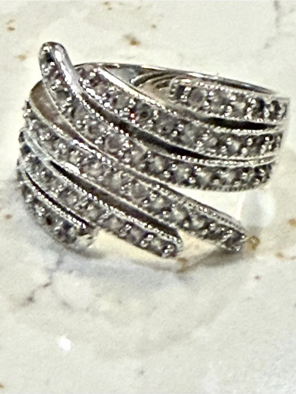 Silver Crystal Wrap Ring - Women's Jewelry